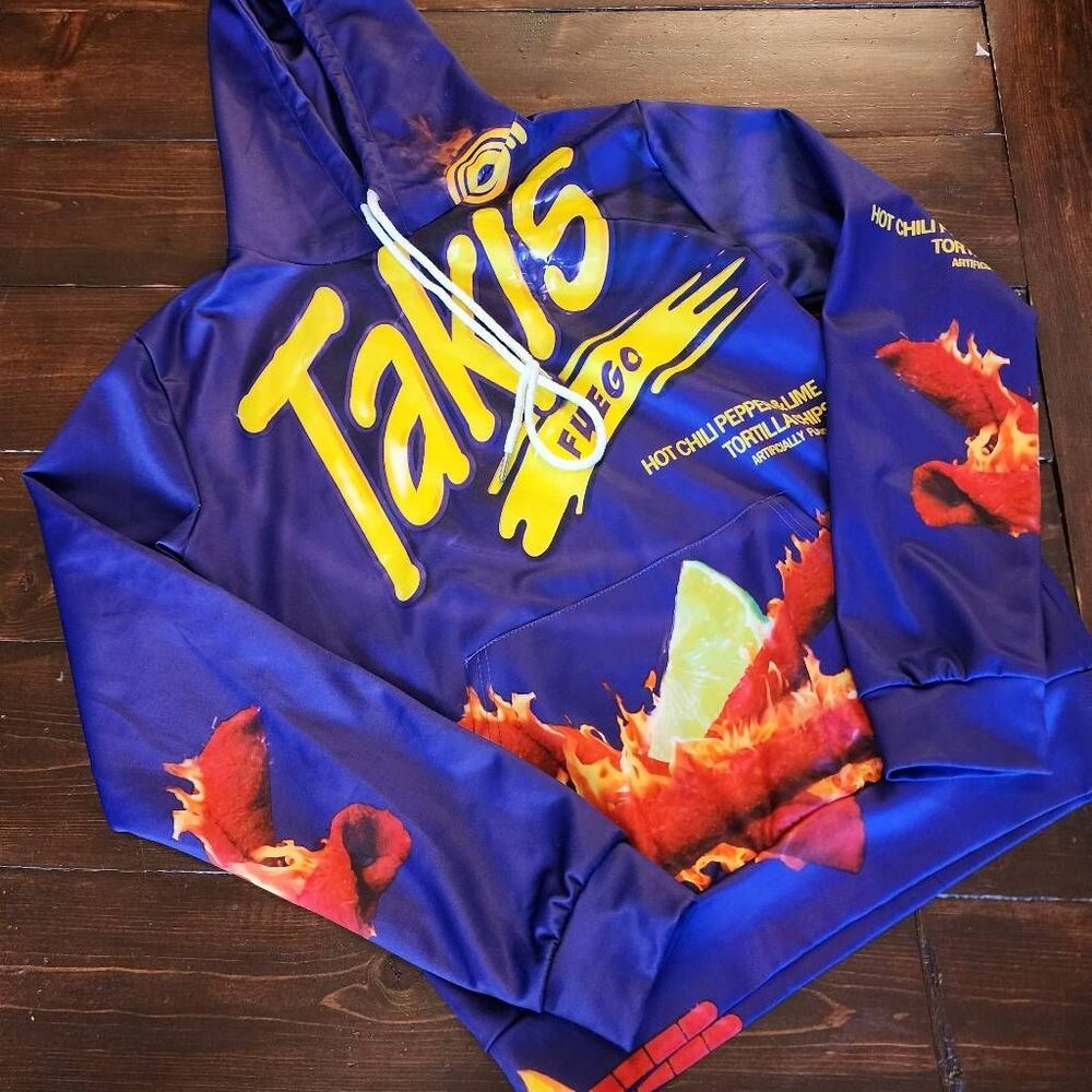 Takis Fuego Knit Hoodie with Kangaroo Pocket  Size Small